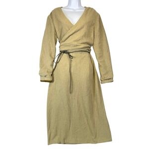 Wool Blend Wrap Midi Dress Came Size14 NWT Made in Italy Quiet Luxury  Lagenlook